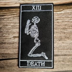 Death Tarot Kneeling Skeleton Occult Magic Goth Iron On Patch